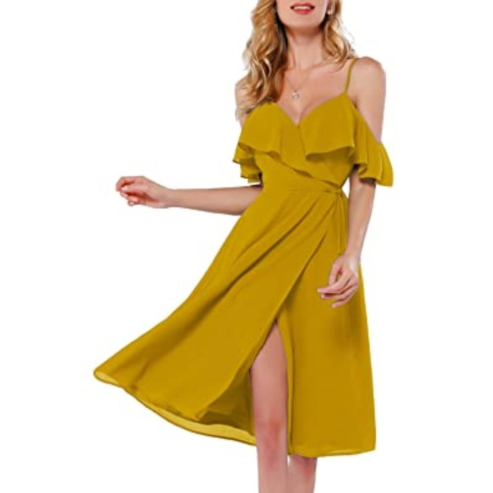 Azalosie Wrap Dress Cami Spaghetti Strap Ruffle
